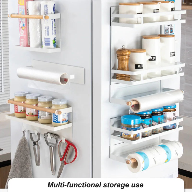 Magnetic Refrigerator Shelf Organizer – 1 & 2 Tier, No-Drill Kitchen Storage Rack