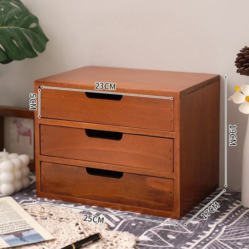 Japanese-Style Wooden Storage Drawers – Minimalist Solid Wood Desk Organizer, 1–4 Drawer Options