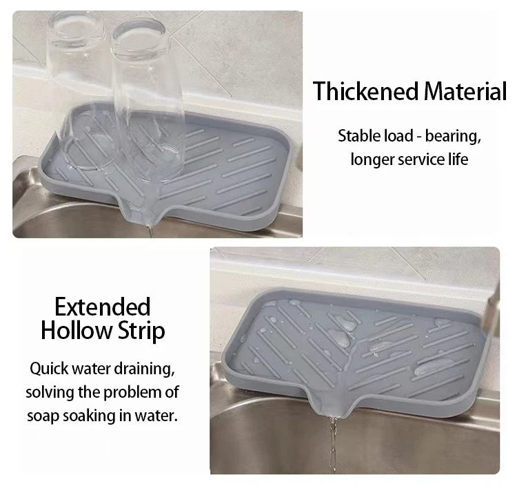 Silicone Kitchen Sink Sponge Holder – Auto-Draining Sink Caddy Organizer