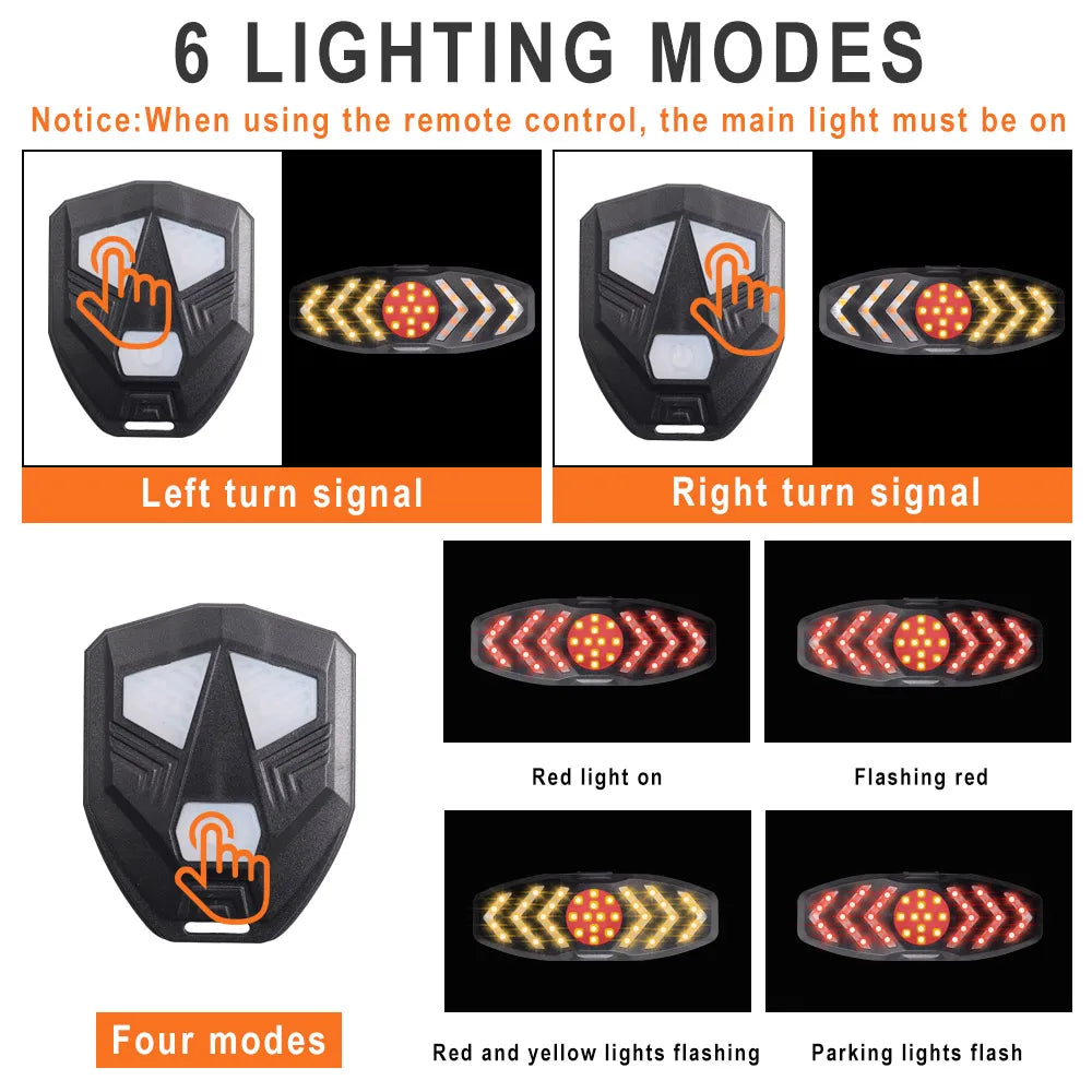 LED Turn Signal & Tail Light for Xiaomi M365, MI3, 1S & Pro2 — Wireless Remote, USB Rechargeable