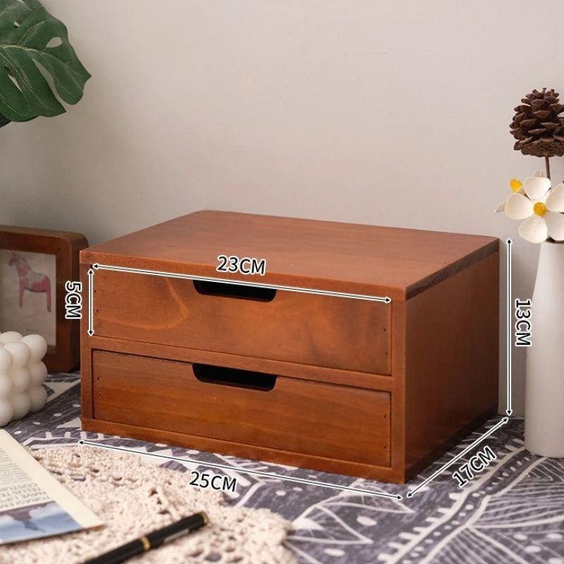 Japanese-Style Wooden Storage Drawers – Minimalist Solid Wood Desk Organizer, 1–4 Drawer Options