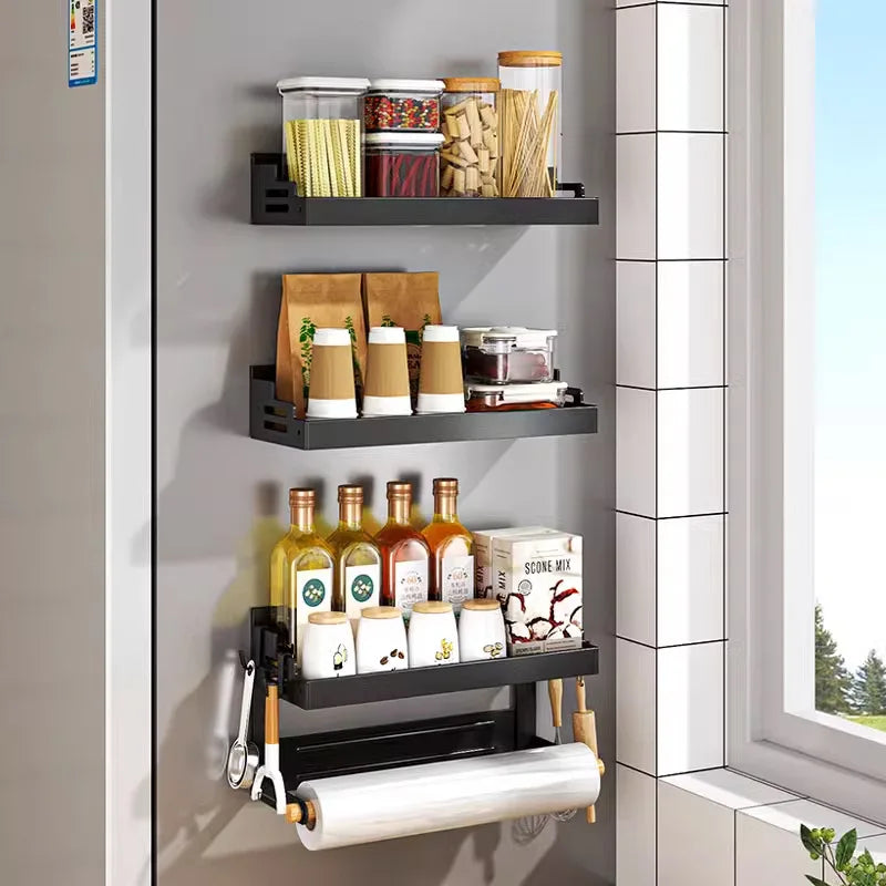 Magnetic Refrigerator Shelf Organizer – 1 & 2 Tier, No-Drill Kitchen Storage Rack