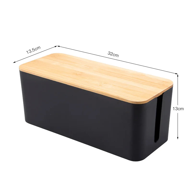 Bamboo Cable & Wire Storage Organizer Box