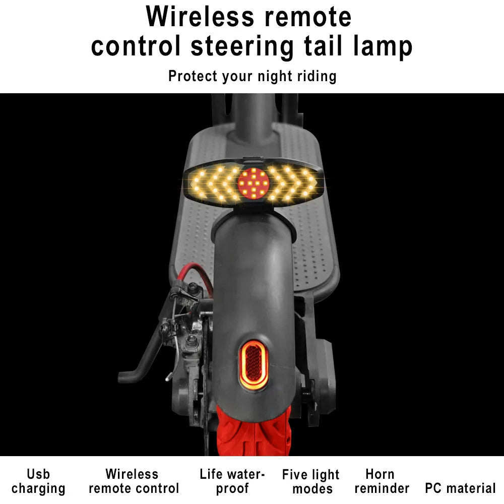 LED Turn Signal & Tail Light for Xiaomi M365, MI3, 1S & Pro2 — Wireless Remote, USB Rechargeable