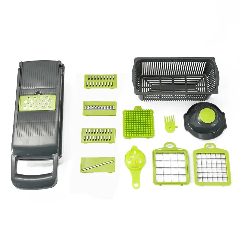 14/16-in-1 Multifunctional Vegetable Chopper & Onion Dicer – Stainless Steel Blades, 12/14/16 Functions