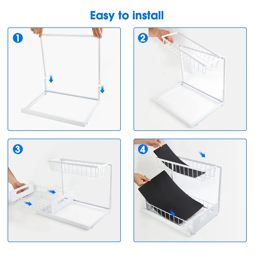 Under Sink Organizer – 2-Tier Sliding Pull-Out Cabinet Basket for Kitchen & Bathroom