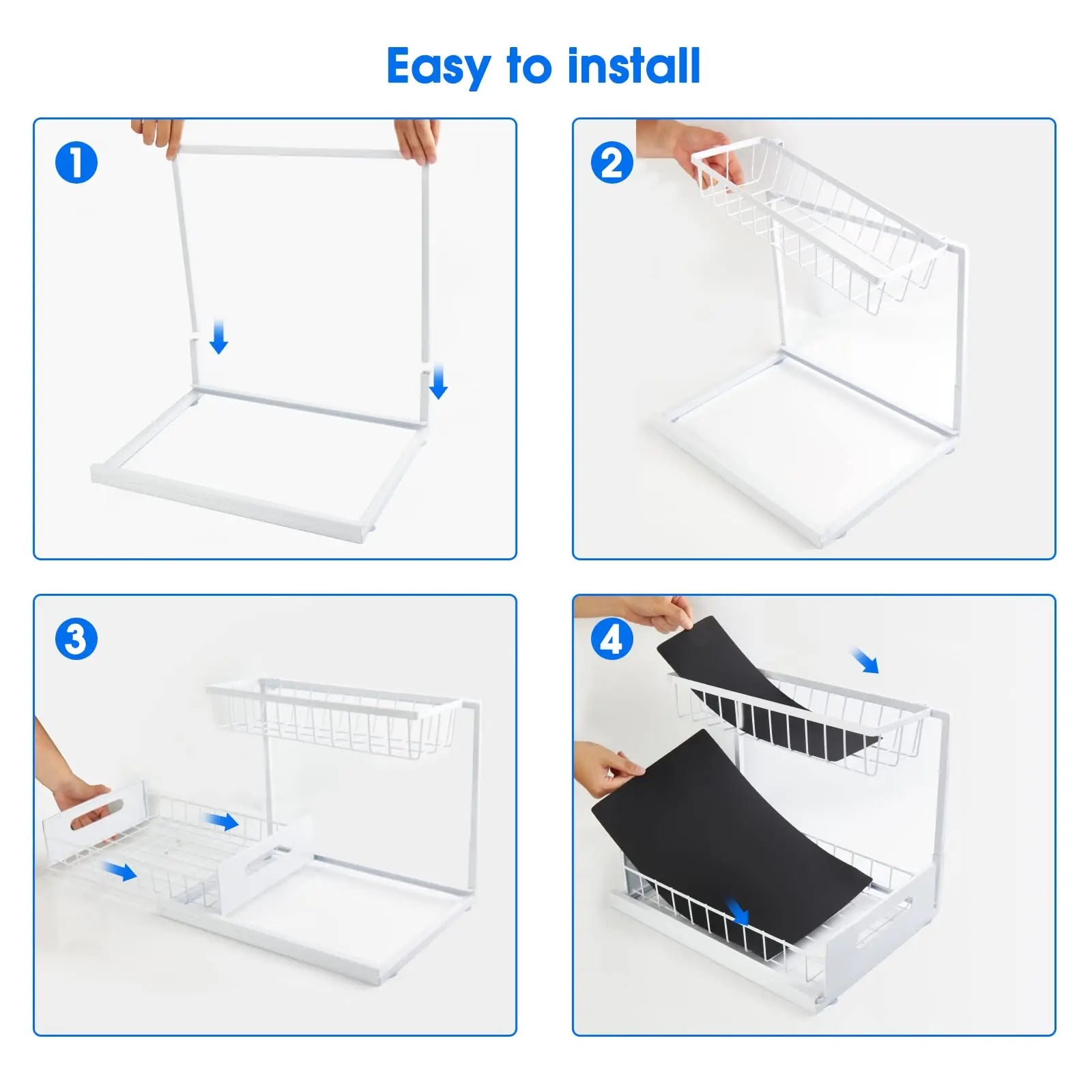 Under Sink Organizer – 2-Tier Sliding Pull-Out Cabinet Basket for Kitchen & Bathroom