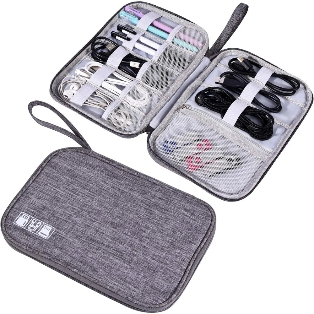 Waterproof Electronics Organizer Bag – Travel Cable & Accessories Pouch, 8 Cable Loops, Lightweight 120g