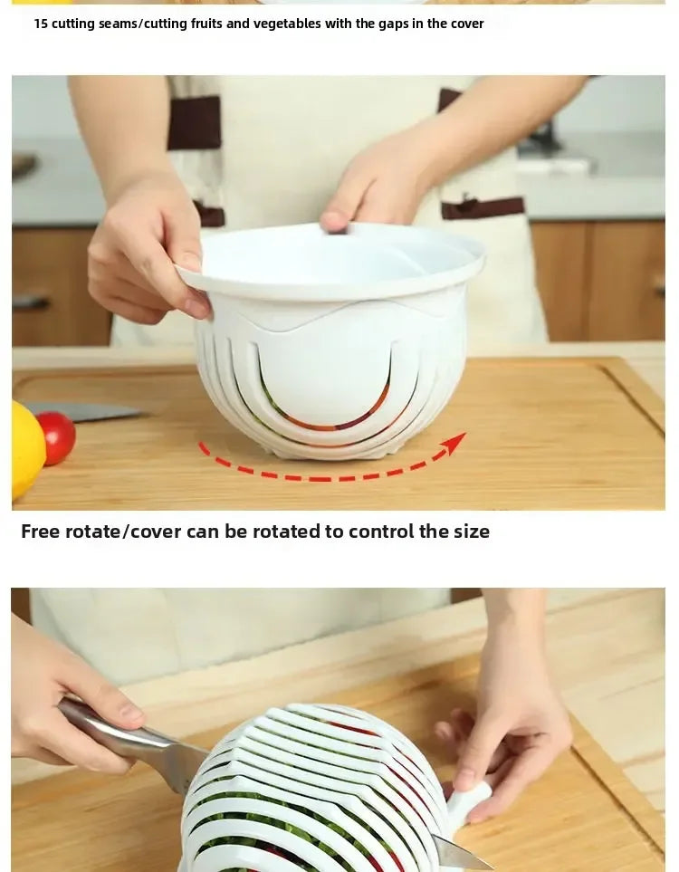 Salad Cutter Bowl – Vegetable & Fruit Slicing Bowl for Fast Meal Prep, No Cutting Board Needed