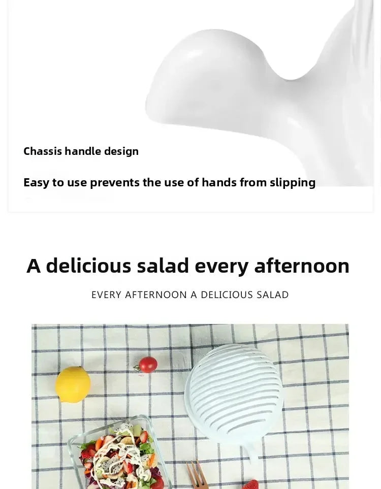 Salad Cutter Bowl – Vegetable & Fruit Slicing Bowl for Fast Meal Prep, No Cutting Board Needed