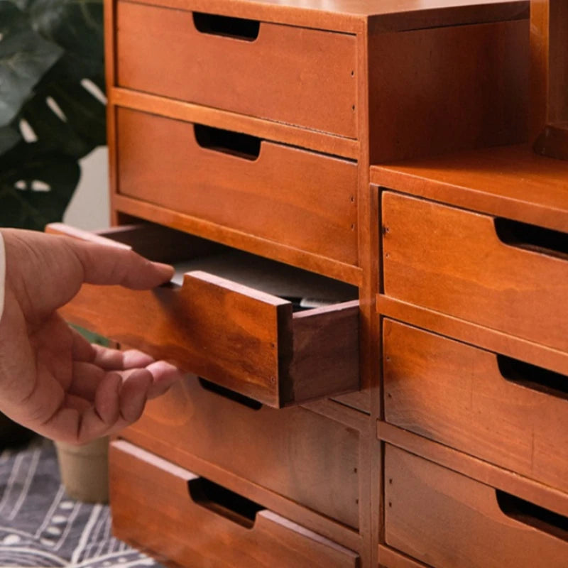 Japanese-Style Wooden Storage Drawers – Minimalist Solid Wood Desk Organizer, 1–4 Drawer Options