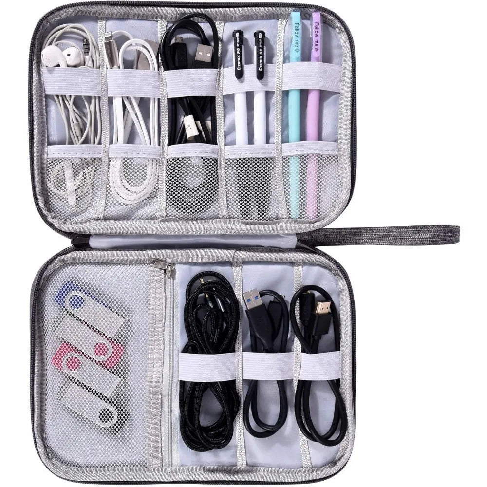 Waterproof Electronics Organizer Bag – Travel Cable & Accessories Pouch, 8 Cable Loops, Lightweight 120g