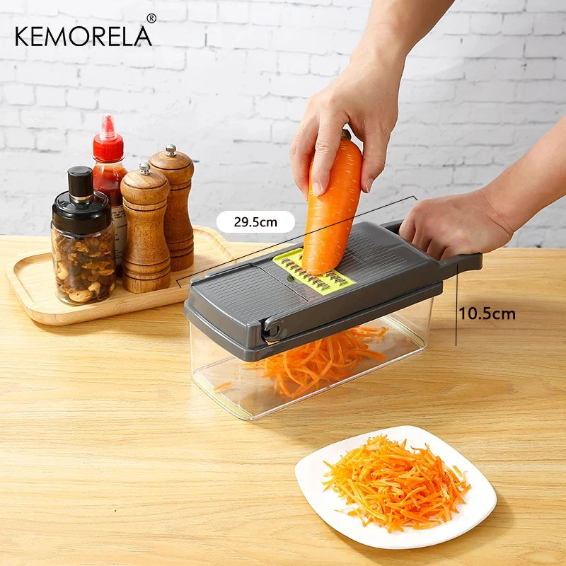 14/16-in-1 Multifunctional Vegetable Chopper & Onion Dicer – Stainless Steel Blades, 12/14/16 Functions